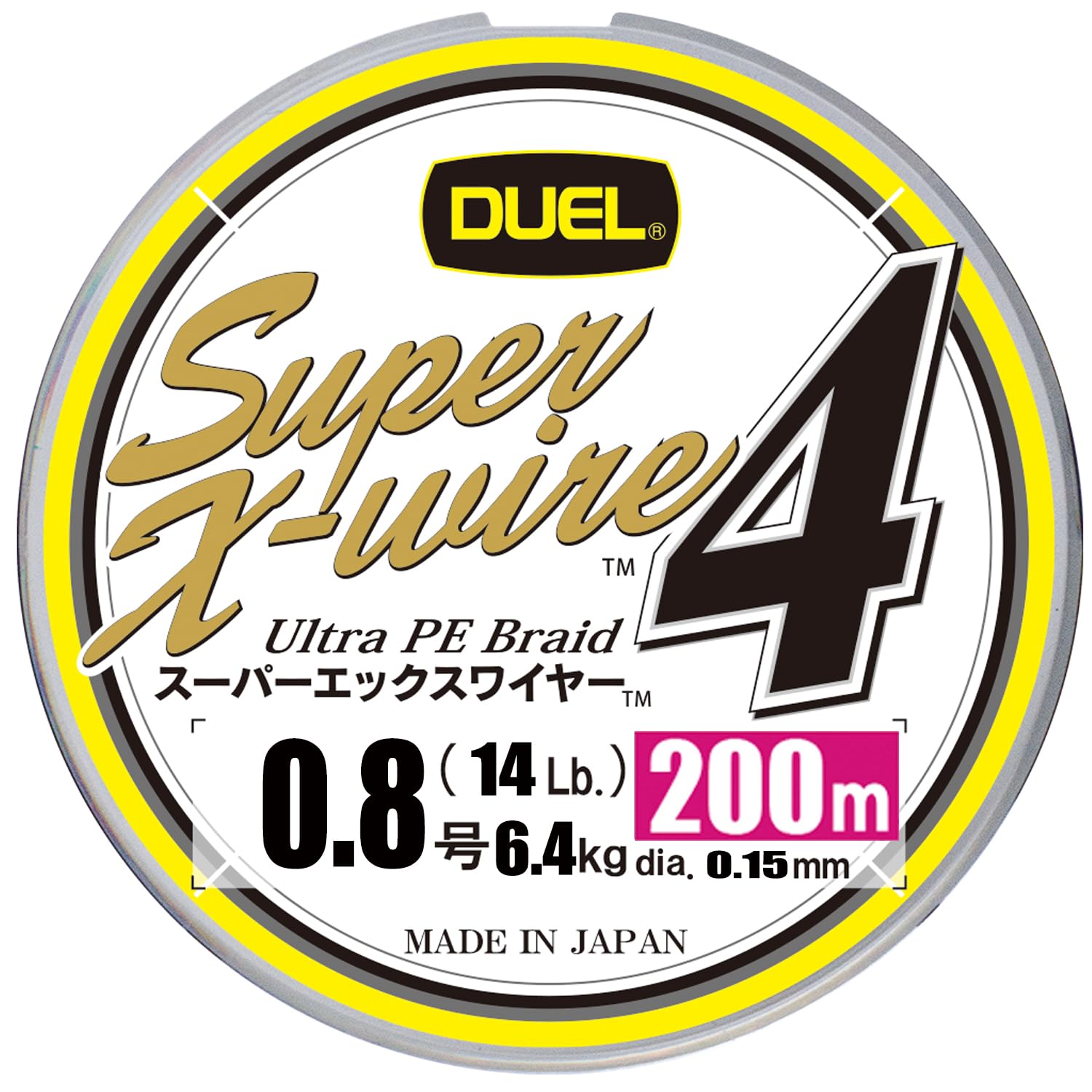 

DUEL Super X Wire 4 PE Леска [Высокая прочность, Высокая чувствительность] 0.8, 200 м, 5 цветовЖелтая маркировка, H3589N-5CR