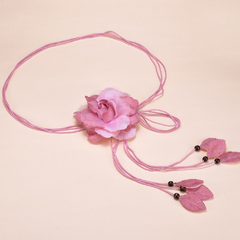 Women Elegant Big Flower Dress Decorated Tassle Chiffon Waistband Waist Chain Belts Waist Rope