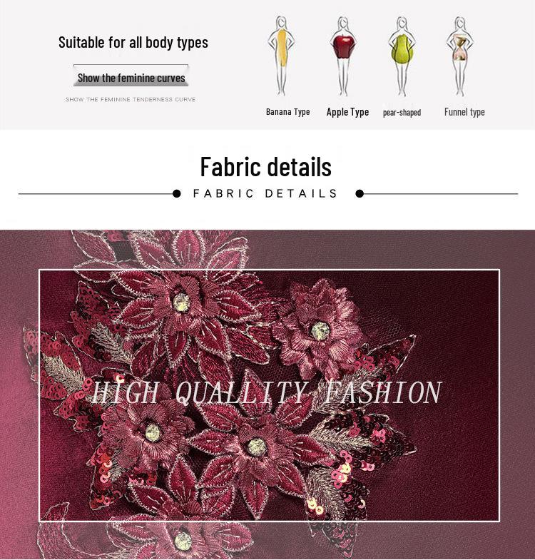 Elegant Autumn 2025 Acetate Dress for Mother-in-Law's Wedding Banquet - Stylish Large Hem Evening Gown