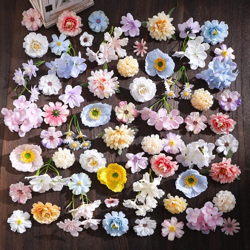 

20/50Pcs Rose Mix Artificial Flower Fake Flower Head Home Decoration Garden Ornament DIY Outdoor Party Accessories Wedding Decor 20Pcs
