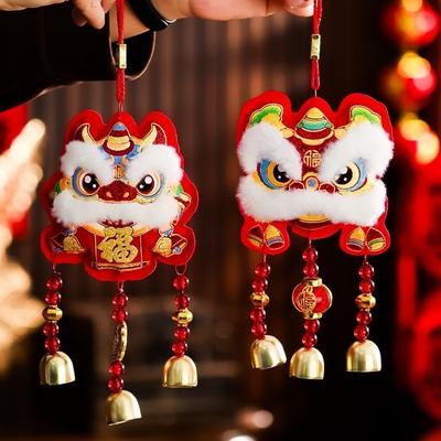Spring Red Festival Ornaments Traditional Horse Embroideried Lion Dance Pendant Cultural Hanging Atmosphere Lucky Pendant