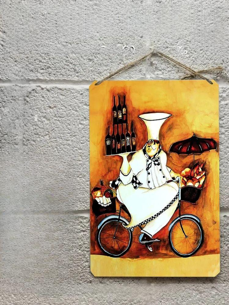 Chef Cook Metal Wall Art, Kitchen Restaurant Decor Poster