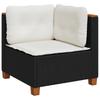 Garden Corner Sofa with Cushions Black Poly Rattan