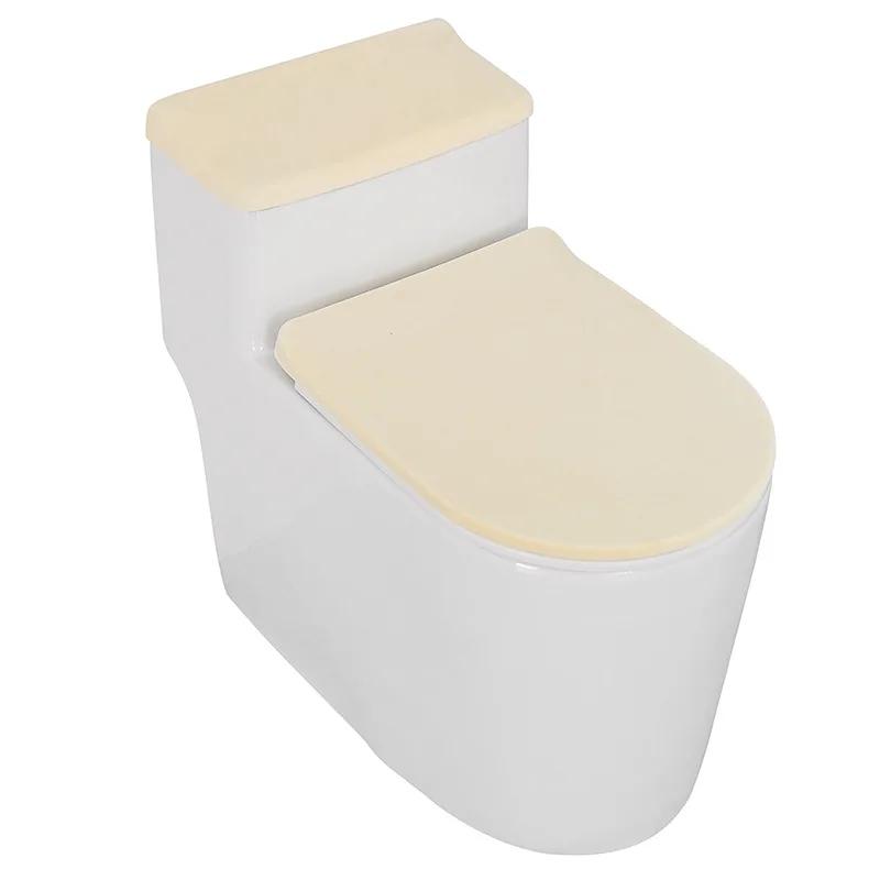 Velvet Toilet Lid Cover and Toilet Tank Lid Cover 2-Piece Set Soft Thickened Elasticity Universal Toilet Cushion for Home Hotel