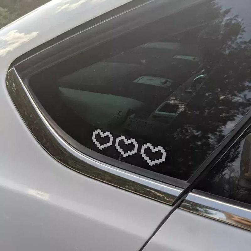 6Pcs Mosaic Heart-Shaped Pixel Heart-Shaped Car Window Decoration Waterproof Headlight And Taillight Decoration Stickers