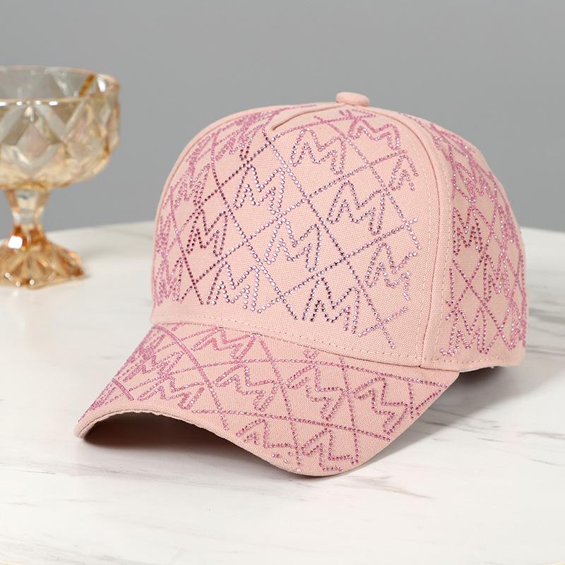 2023 Spring New Women Rhinestone Letter M Baseball Caps Adjustable Hip Hop Fashion Shiny Hats Outdoor Travel All-match Caps
