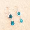Apatite Gemstone 925 Sterling Silver Handmade Jewelry Drop/ Dangle Earrings 1.8" EE-142-12