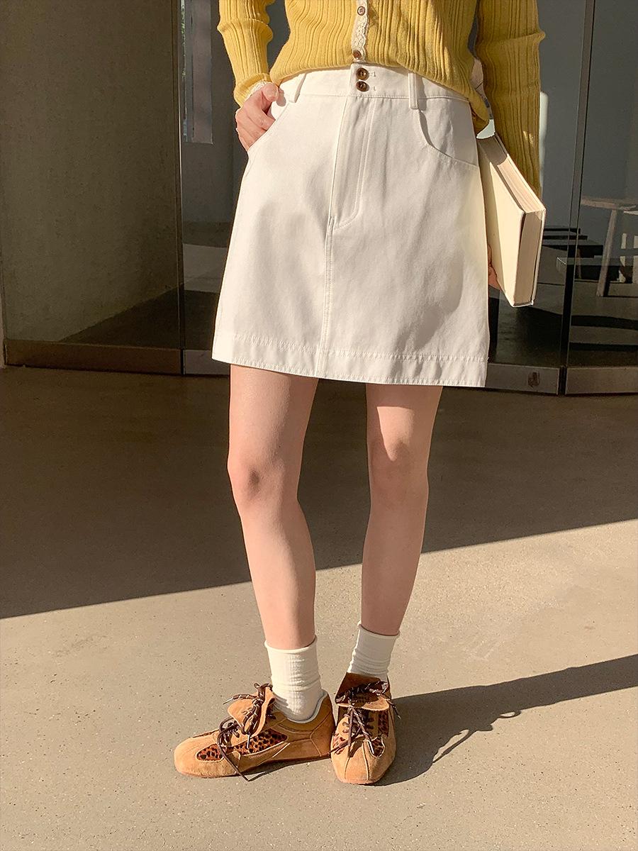 Yi Er Shan Korean High Waist A-Line Casual Skirt, Women s Slimming Short Skirt, Spring 2026 New Arrival. Small
