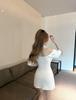 Bubble Sleeve V-Neck Dress: Elegant Low-Cut Dress with Ruffles, Pleats, and Tummy-Concealing Slim Fit for Women