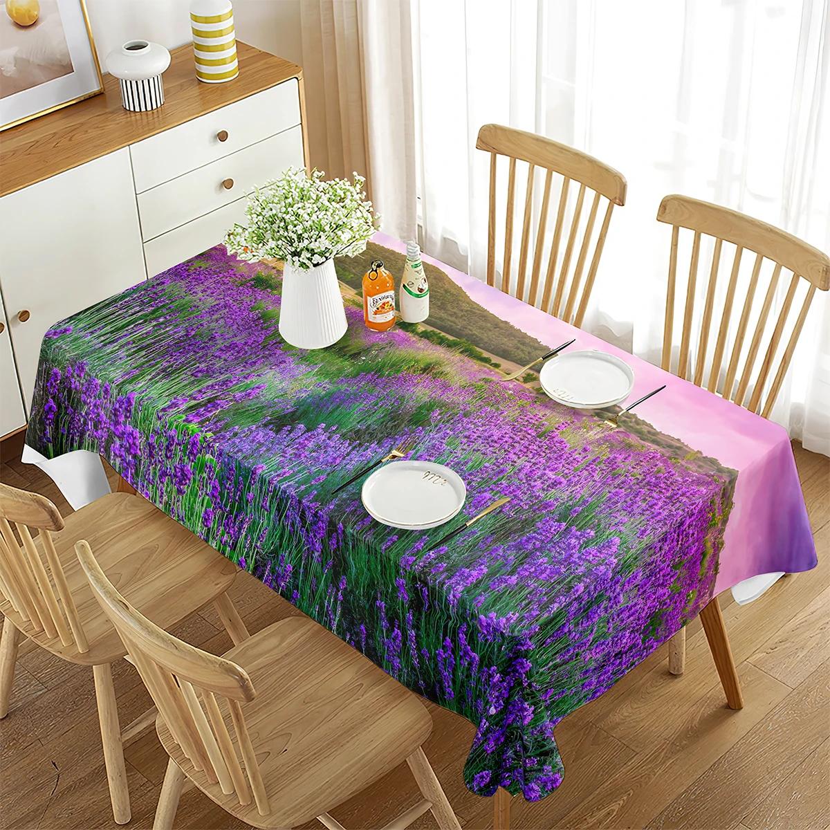 Paarse Lavendel Rechthoekige Tafelkleed Mooie Lavendel Romantiek Zoete Decoratie Eetkamer Bruiloft Banket Feest Woonkamer Huis 80x150cm
