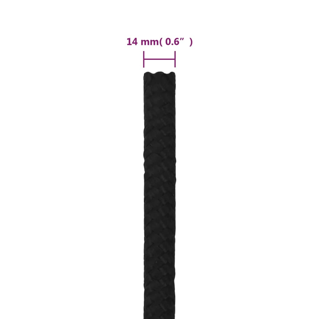 Vidaxl Linka Robocza, Czarna, 14 Mm, 100 M, Poliester