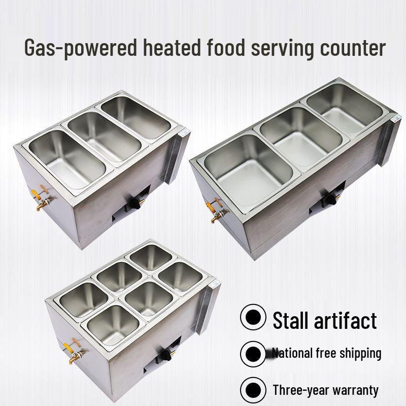 Commercial Gas-Powered Countertop Warming Table with Soup Pot for Fast Food Stalls