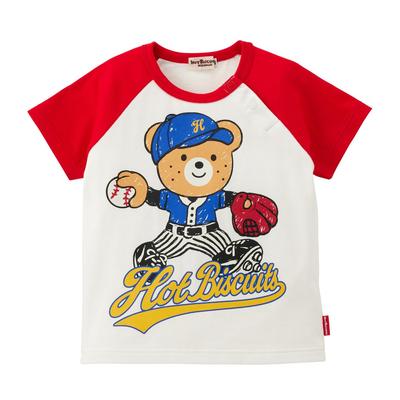 Miki House Hot Biscuits Short Sleeve Boys and T-Shirt, Girls, Baby, Kids, Children's Clothing, Red, 80cm, 72-5205-142