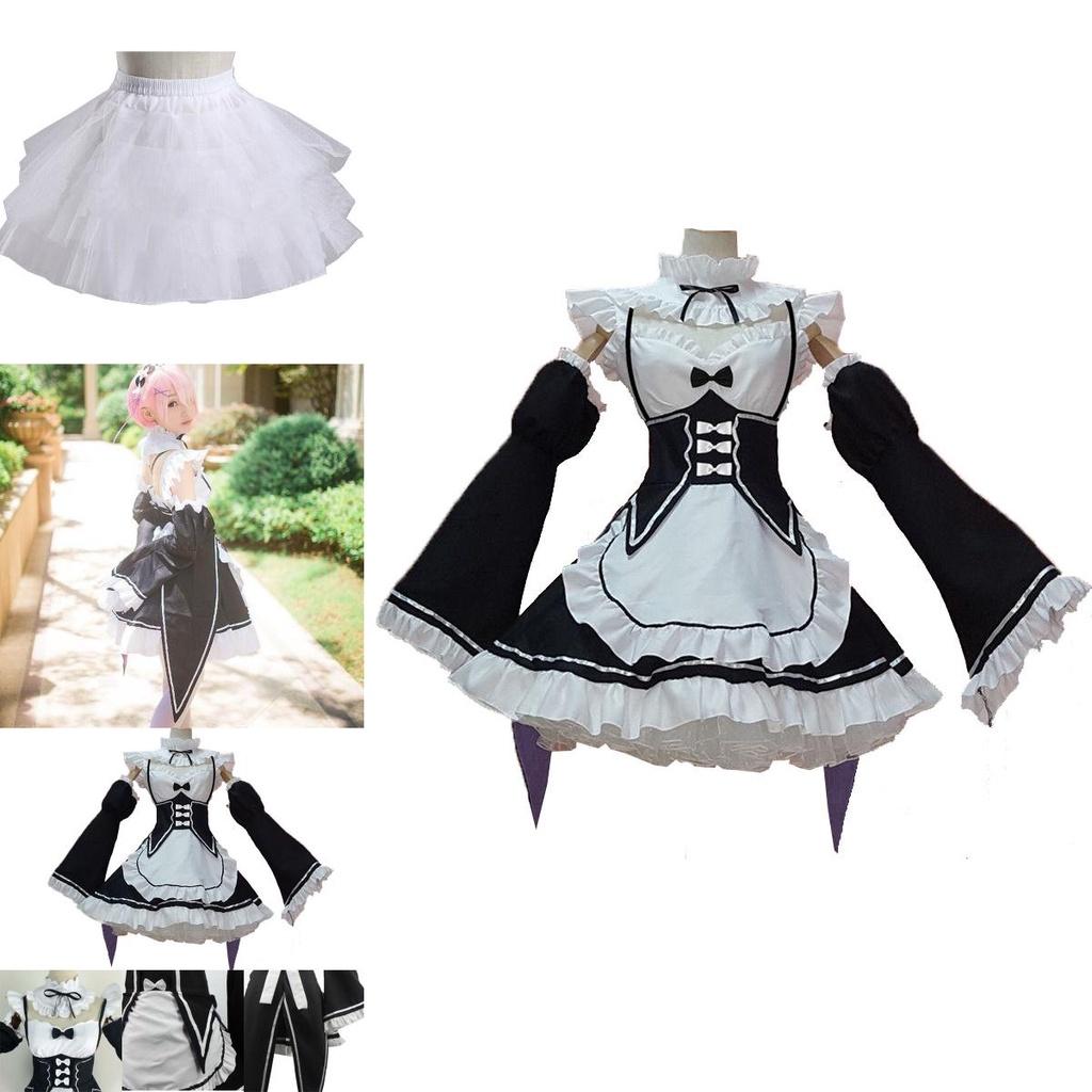Hajimeru Rezero Kara Lsekai Seikatsu Gemelle Ramrem Vestito da Cameriera Costume Cosplay