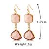 Fresh Copper Water Drop Earrings with Blue & Pink Crystals - Stylish For Women, European & American-Style Jewelry