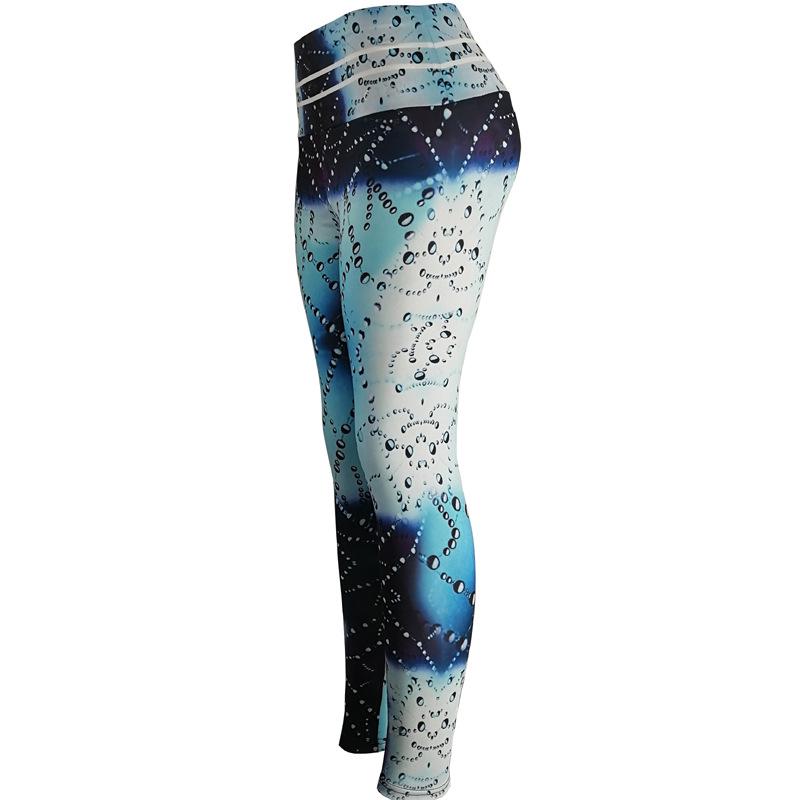 Fashion water drop sweat bead printing high waist printing bottoms sports yoga trousers new ladies trousers