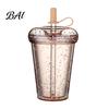 Sparkling Sequin Sensory Cup Transparent Straw Cup, with Sequins Decor And Leak Proof Handheld Drinkware for Campus Lid, Reusable Plastic Sippy
