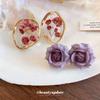 Silver Needle Resin Flower Pendant Earrings Retro Court Temperament Earrings Fresh and Sweet Earrings Light Luxury High Sense
