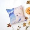 Casual Fluffy Smiling Dog Samoyed Cushion Cover Washable Linen Pillowcase Soft  for Daily Sofa Bed Home Room Decor