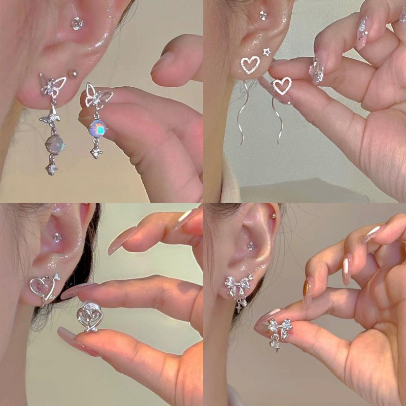 1Pair Korean Style Asymmetric Pearl Zircon Ear Clips For Women Personality  Earrings Wedding Jewelry Birthday Gifts