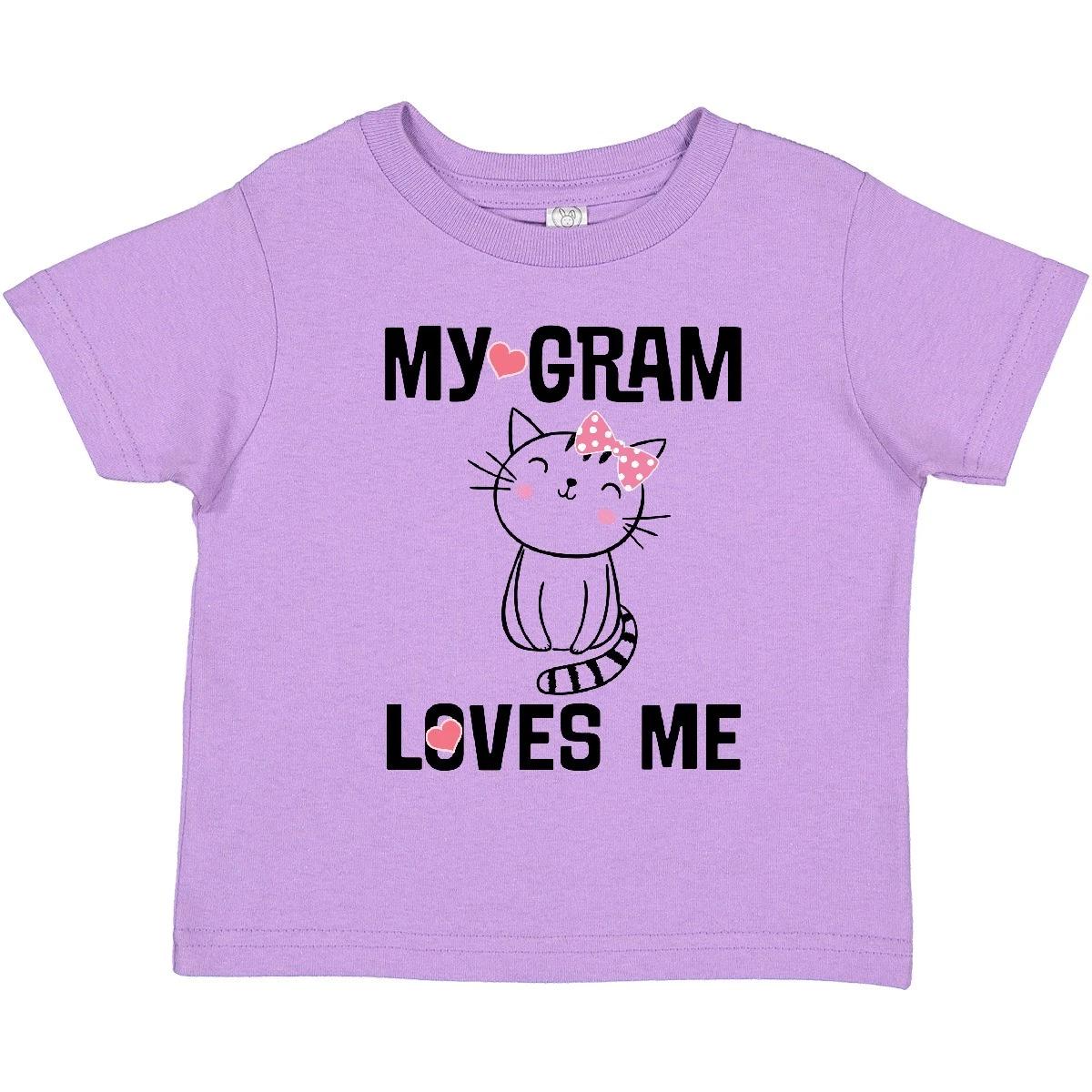 Inktastic My Gram Loves Me Girls Cat Toddler T-Shirt Grandkids Clothing Child 100
