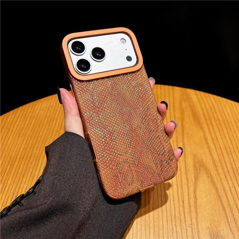 Premium Sense Applies To Iphone17promax Mobile Phone Case, Snakeskin Pattern Apple 16 Magnetic Suction 15 Anti-drop 14 Protective Case