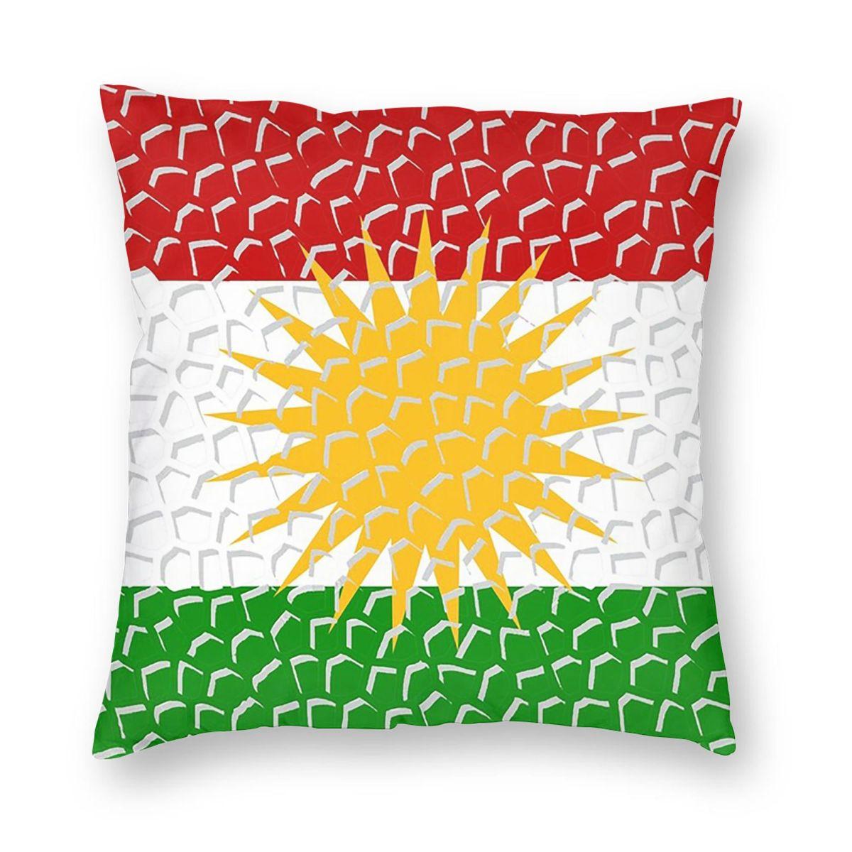Kurdistan Flag Is My Heart Square Pillowcase Pillow Cover Cushion Throw Pillow for Home Sofa Living Room 12x12Inch