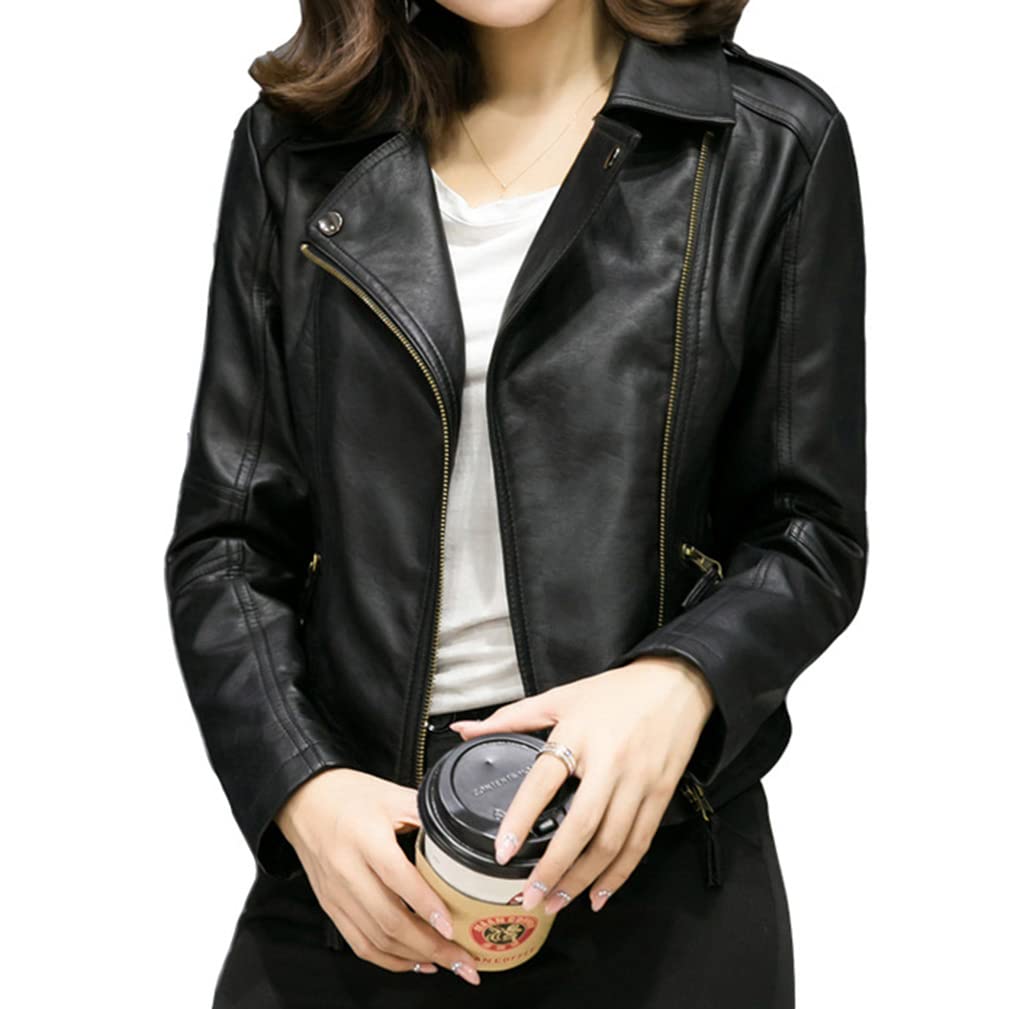 

BARYPORY Женская куртка-косуха из искусственной кожи, легкая, кожаная, для холодной погоды, из искусственной кожи, куртка, пальто, защита, весна/осень (JP, Алфавит, М, чёрный