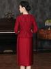 2024 Autumn Slimming Plus-Size Two-Piece Mother of the Bride Dress Set for Middle-Aged Women