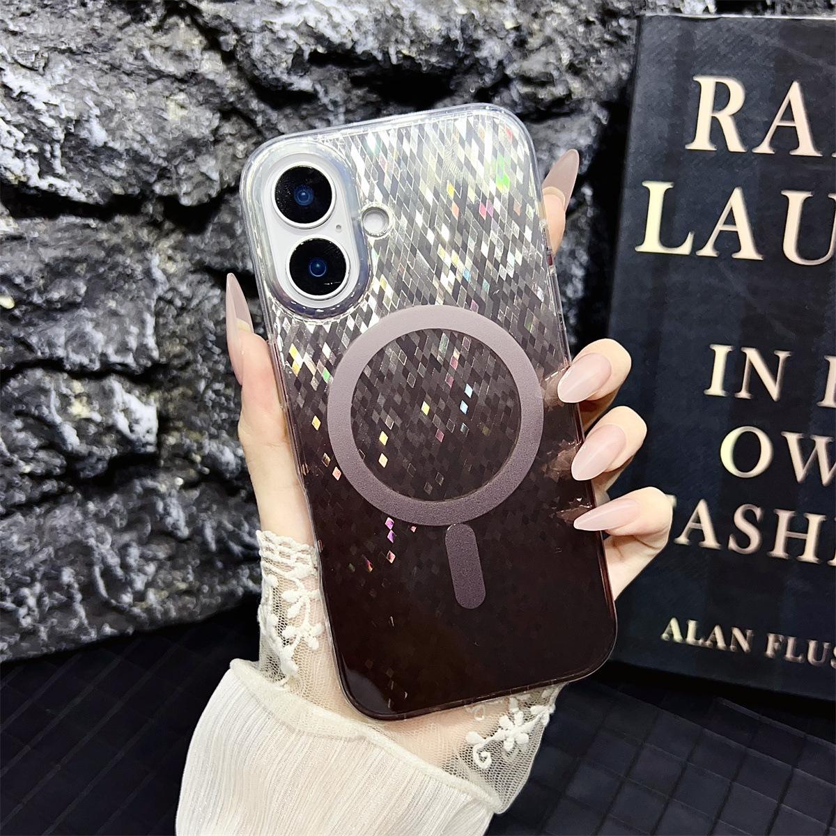 

Чехол для мобильного телефона iPhone 16 ProMax Подходит для Apple 15 Прозрачный Магнитный Защитный Чехол 14pro Тонкий Чехол iPhone16plus