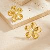 316L Stainless Steel Flower Ear Stud Piercing Earrings For Women Girl Summer Beach Fashion New Jewelry Gift Party