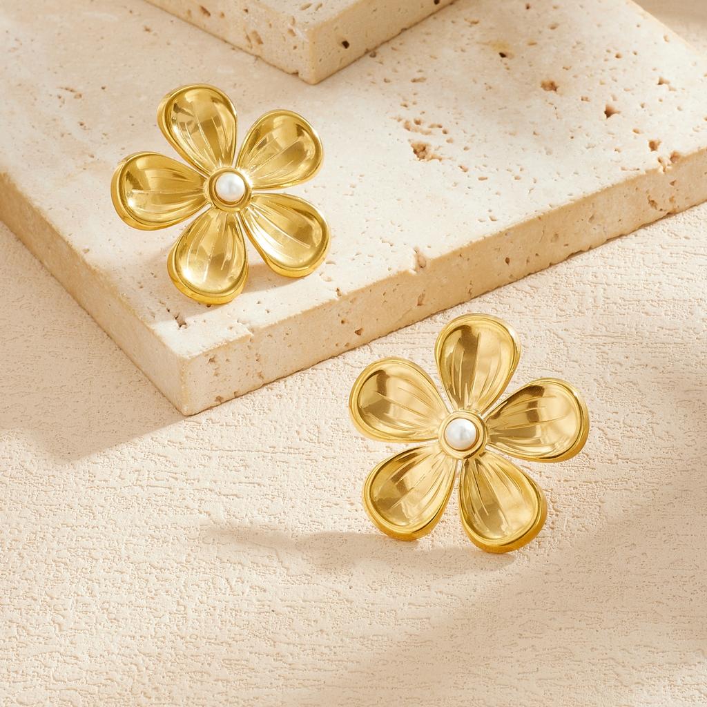 316L Stainless Steel Flower Ear Stud Piercing Earrings For Women Girl Summer Beach Fashion New Jewelry Gift Party