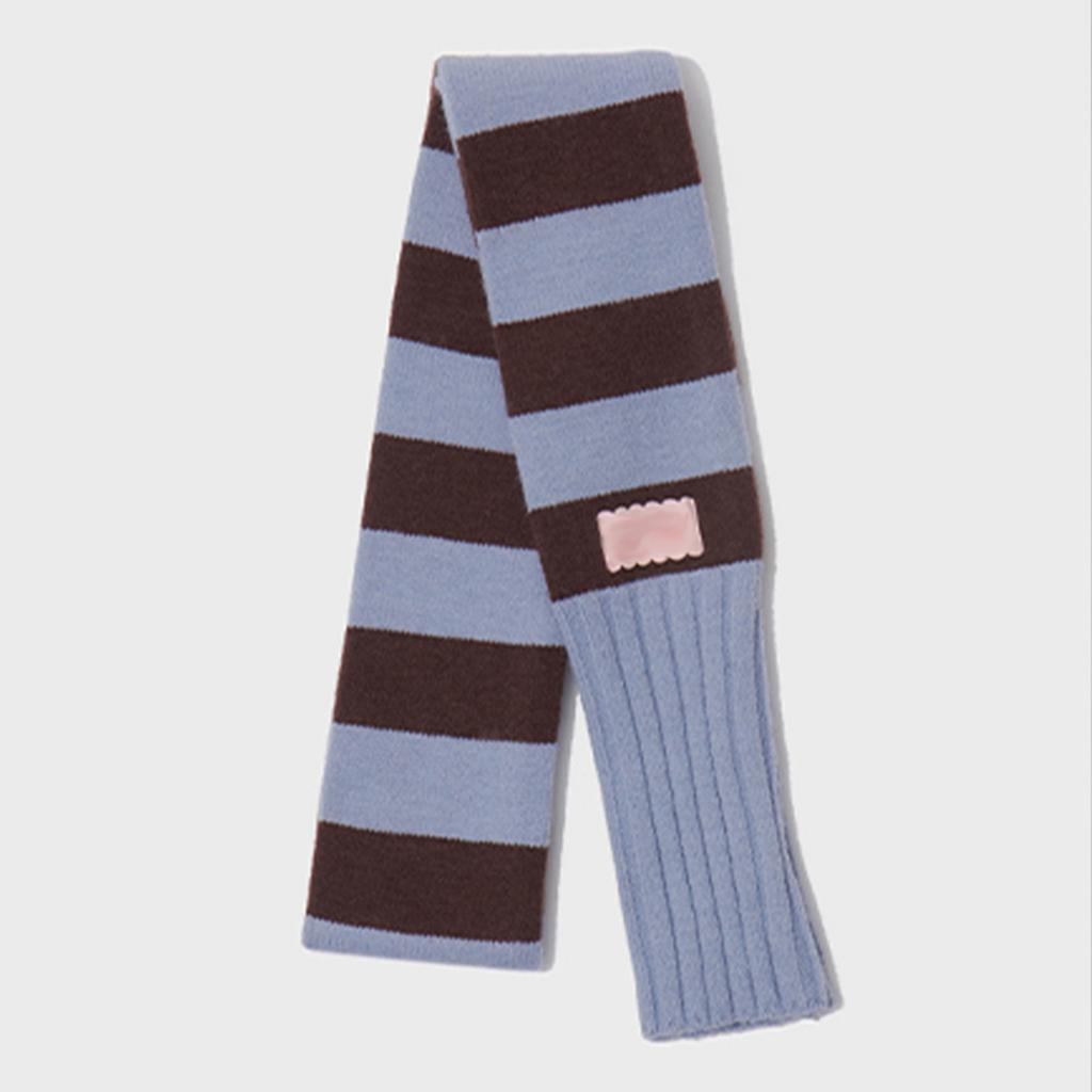 Niche designer striped knitted scarf women's winter concave shape decorative high-end scarf