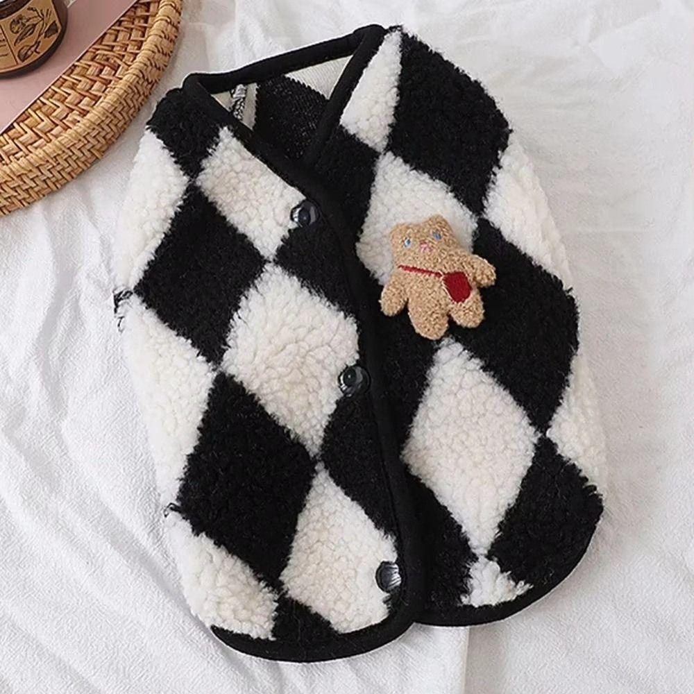 Winter Warm Pet Puppy Clothes Plaid Fleece Pet Outfits Coat Jack Dog Clothes Yorkies Costume Cute Bear Vest Dogs Clothing