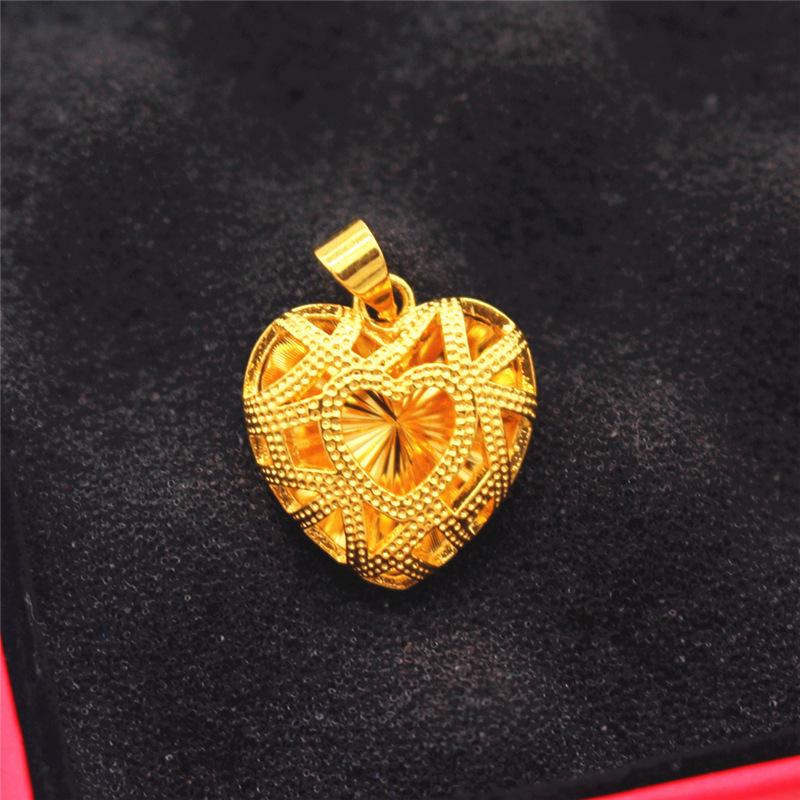 Halskette mit Wassertropfen- und Herzblumenanhänger aus vergoldetem Messing für Damen