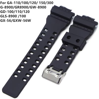16 mm Uhrenarmband aus Silikonkautschuk passend für Casio G Shock, Ersatzarmband, schwarz, wasserdicht, Zubehör, GD-100, G-8900