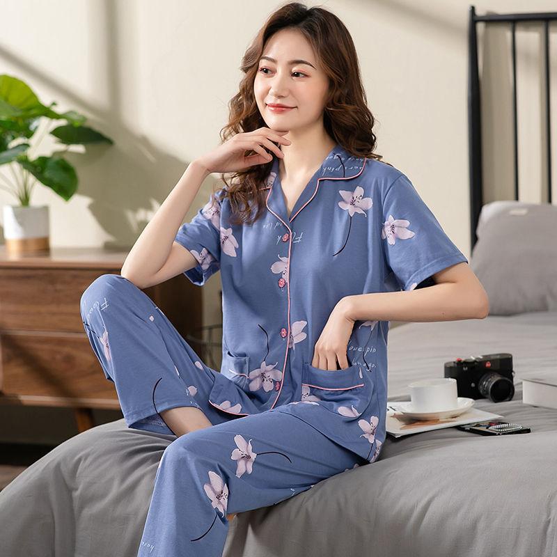 Piżamy damskie bawełniane Dwuczęściowe zestawy piżam damskich Plus Size Luźne, codzienne, domowe