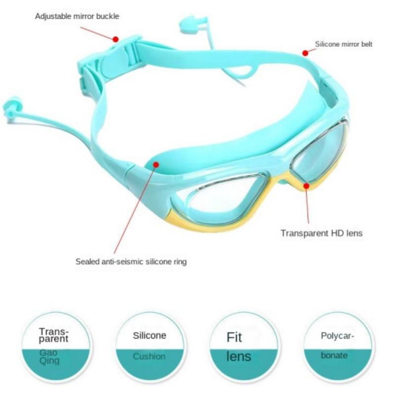 Children's Swimming Goggles, Large Frame, High-definition Waterproof and Anti Fog Diving Swimming Equipment, Professional Swimmi