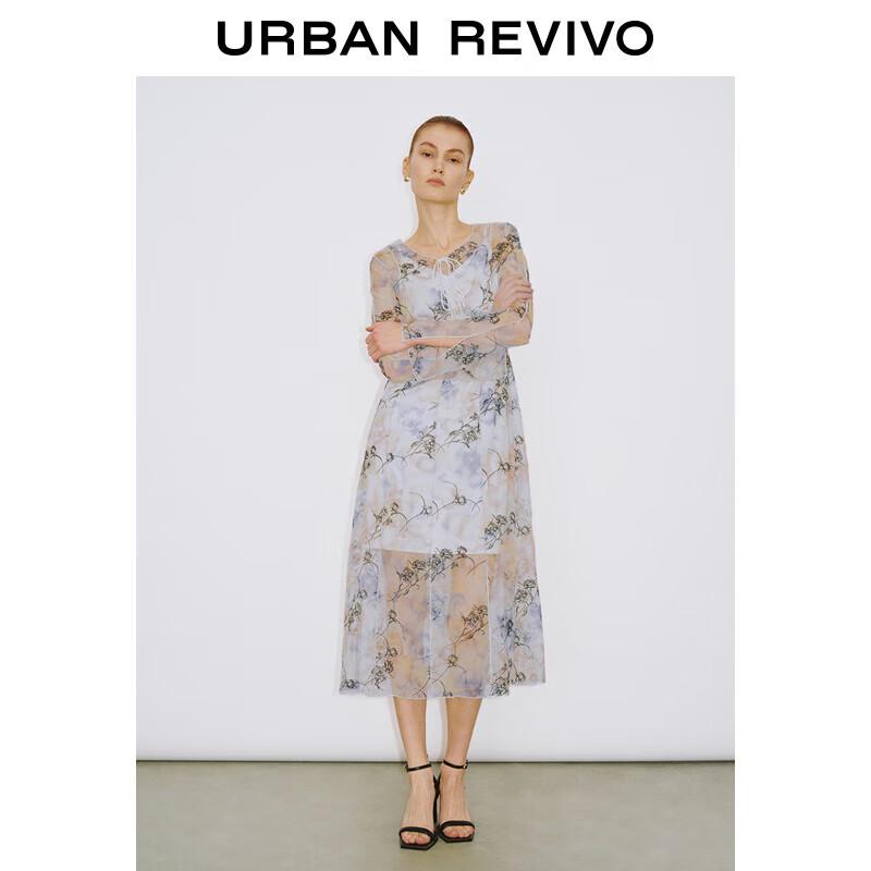 

UR Embroidered Floral Tie-Waist Long Sleeve Dress L