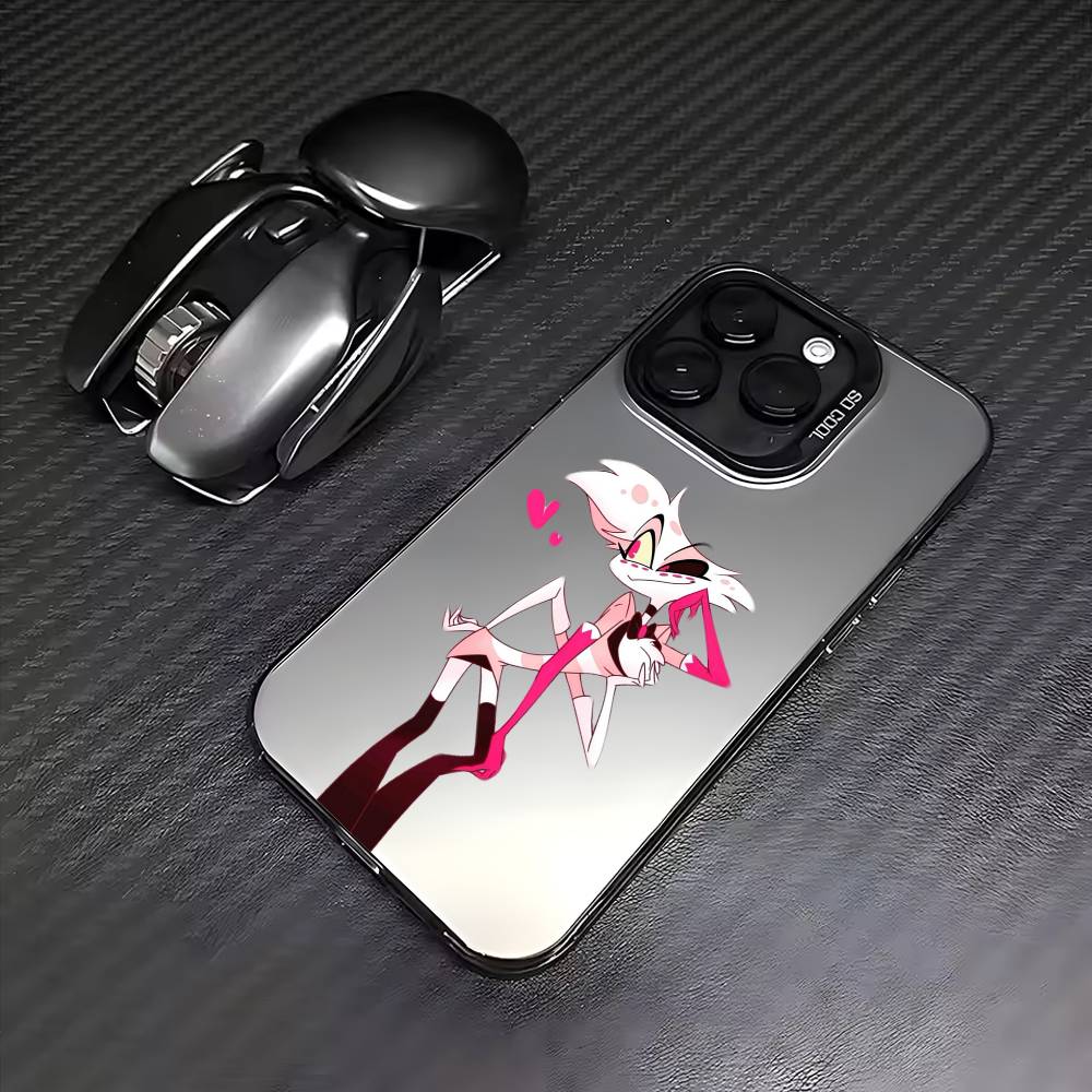 Angel Dust H-Hazbin H-Hotel Colorful Silver Back Phone Case For IPhone 17 16 15 14 13 12 11 Plus Pro Max Plus