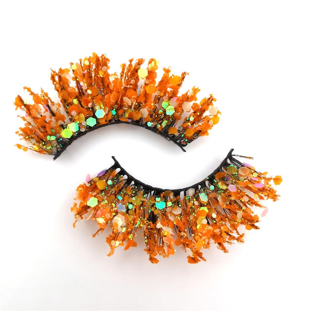 Fluoreszierende leuchtende Pailletten Wimpern Farbe leuchtende dichte Chemiefaserwimpern Fabrik Großhandel Grenzüberschreitende künstliche Wimpern