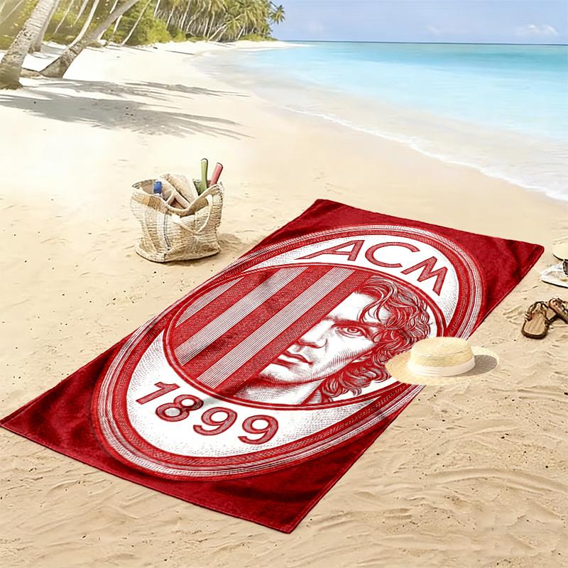 AC Mailand Print Strandtuch, Großes Weiches Schnelltrocknendes Handtuch für Strand Camping Schwimmen