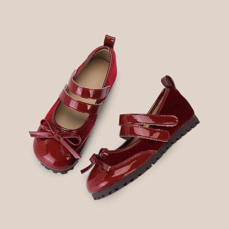 

New Year Red Four-Season Girls Princess Shoes - Fashionable Korean Style Size 26: 16.5cm бордовий