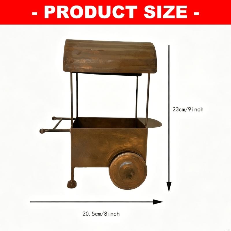 Antique Styles Metal Flower Pot Cart With Antique Finish Perfect For Patios And Yard Decoration Lawn Ornament Display