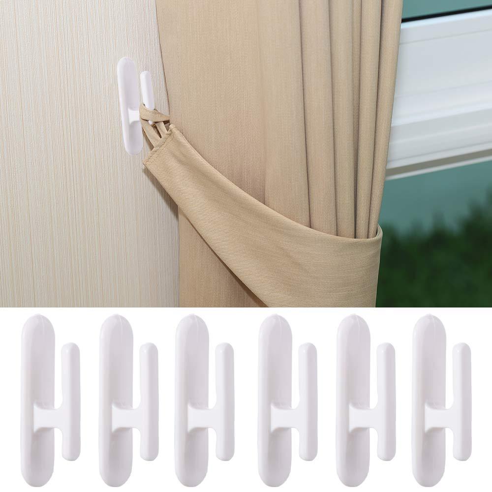 White Adhesive Hook Plastic Blind Cord Holders Storage Rack Curtain Hooks Office