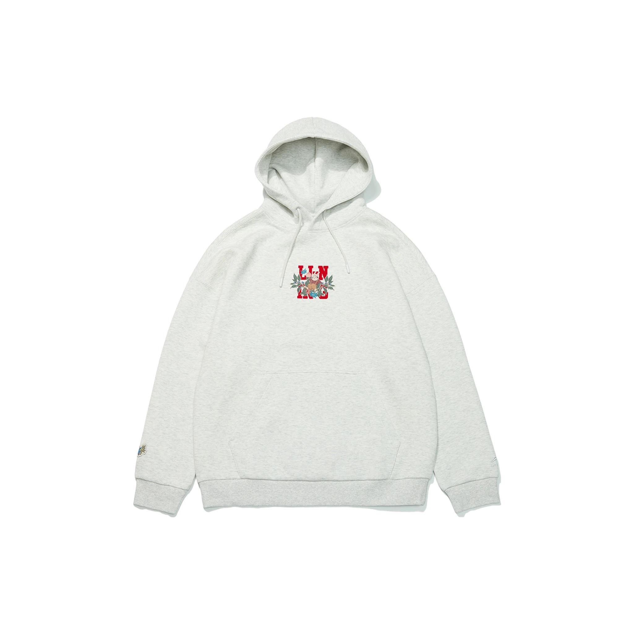 Li-Ning Rijindoujin Cartoon Graphic Hoodie Light Grey Men s AWDT013-7 XXL