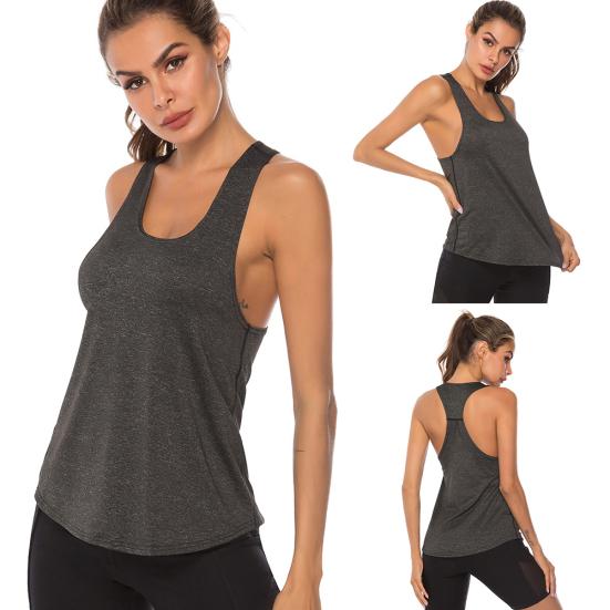 Women U Neck Sleeveless Quick Dry Racerback Vest Running Yoga Sports Tank Top