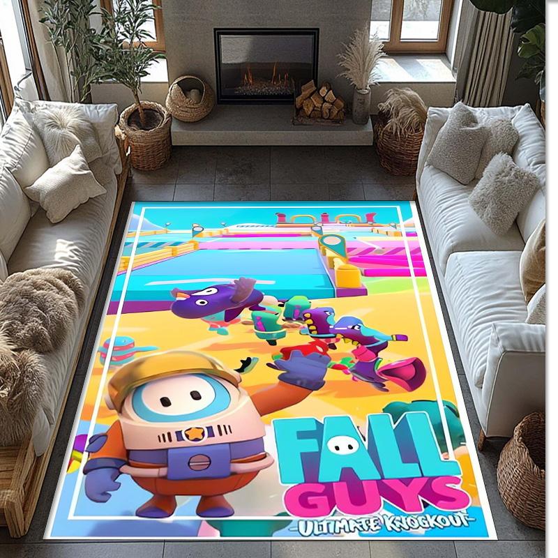 Fall Guys Crystal Velvet Rug, Soft Anti‑Slip Crystal Velvet Carpet for Living Room Bedroom Home Decor