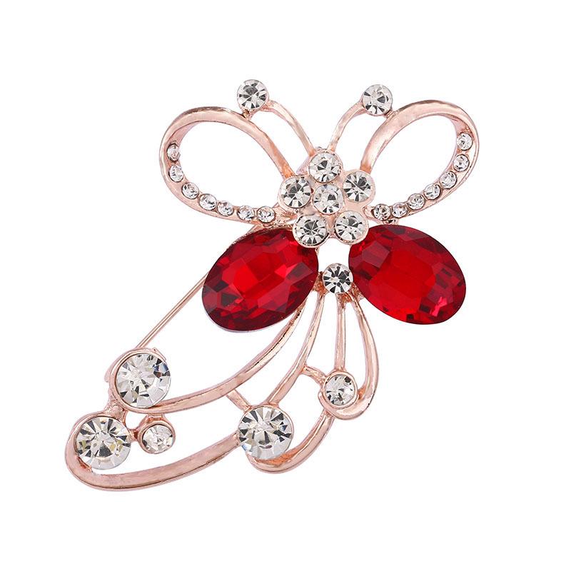 Broșă Florală de Lux cu Strasuri în Stil Coreean - Pin Elegant pentru Guler de Damă