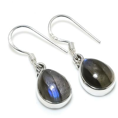 Natural Labradorite Gemstone 925 Solid Sterling Silver Gift Earring 1.25" j1T79